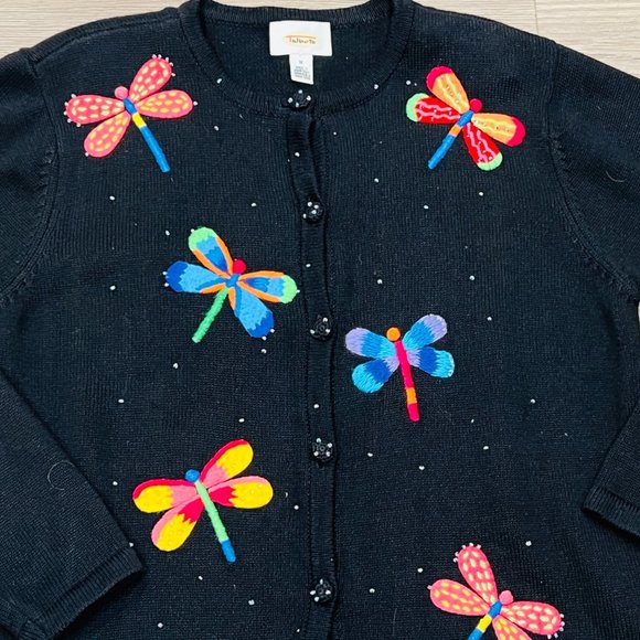 Talbots embroidered dragonfly cardigan M - Picture 3 of 9